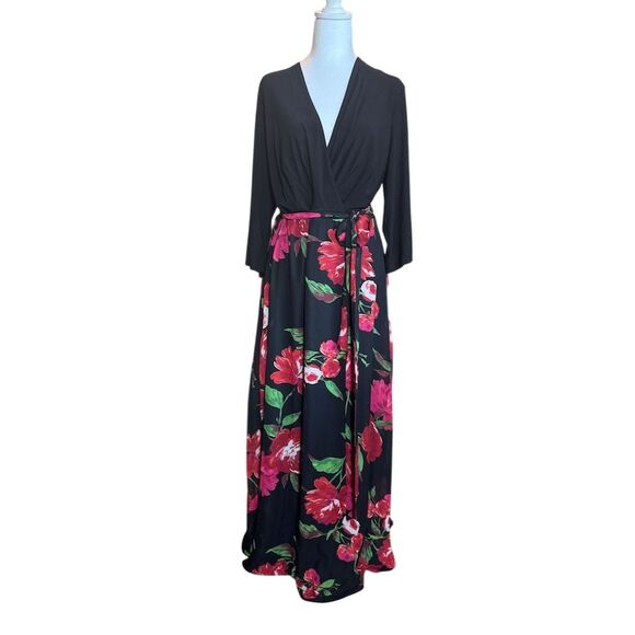 Leslie Faye Dresses & Skirts - Leslie Faye Plus Size 16 Floral Maxi Dress Belted Wrap Style